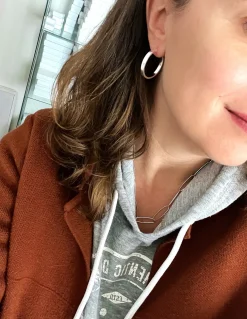 Orecchini a Cerchio Canna Piatta COLORE ARGENTO Bianco
