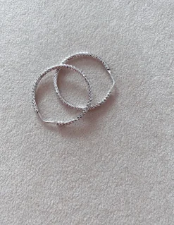 Orecchini a Cerchio Diamantati COLORE ARGENTO Bianco DIAMETRO 3 CM