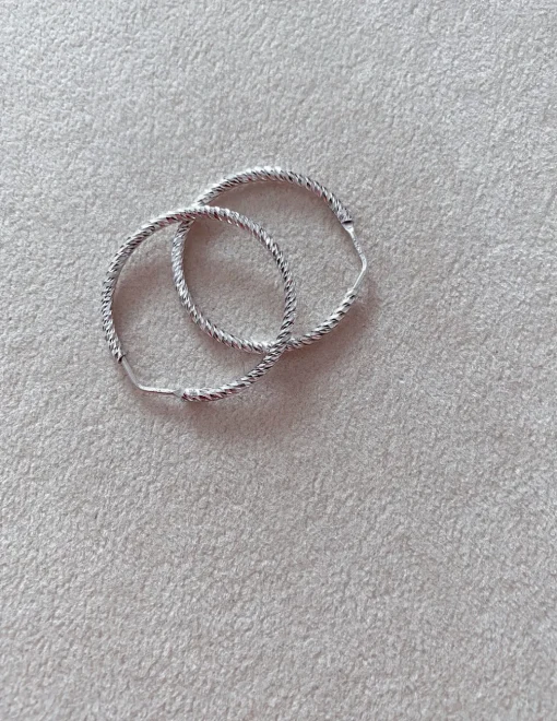 Orecchini a Cerchio Diamantati COLORE ARGENTO Bianco DIAMETRO 3 CM