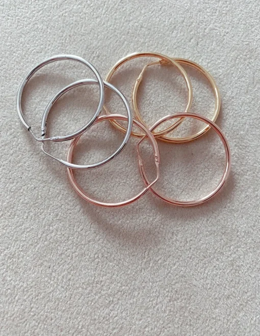 Orecchini a Cerchio Lisci COLORE ARGENTO Rosè DIAMETRO 3 CM