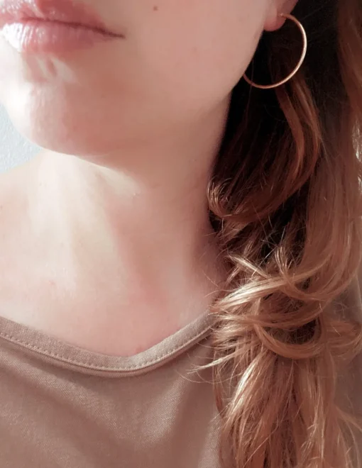Orecchini a Cerchio Lisci COLORE ARGENTO Rosè DIAMETRO 3 CM