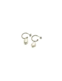 Orecchini a Cerchio Perla Barocca COLORE ARGENTO Bianco