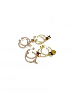 Orecchini a Cerchio Torchon con Soggetto Pendente COLORE ARGENTO Dorato SOGGETTO cuore