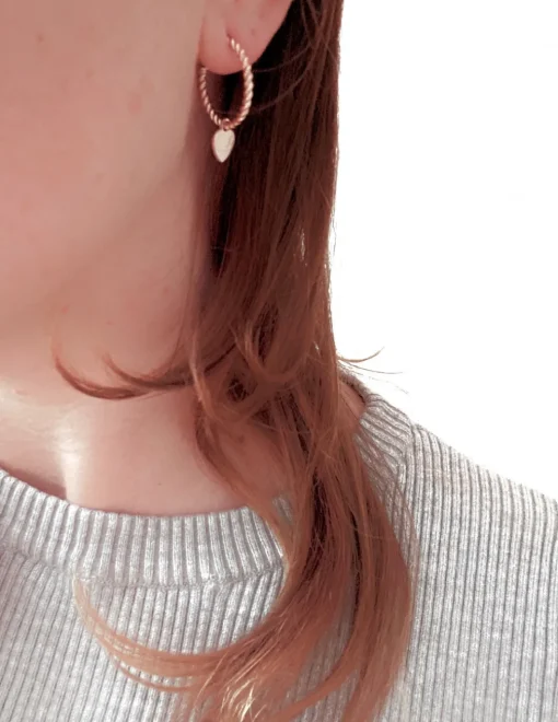 Orecchini a Cerchio Torchon con Soggetto Pendente COLORE ARGENTO Dorato SOGGETTO cuore