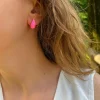 Orecchini a Goccia Rosa Smaltati