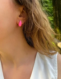 Orecchini a Goccia Rosa Smaltati