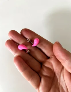 Orecchini a Goccia Rosa Smaltati