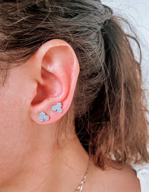 Orecchini a Lobo Blossom COLORE ARGENTO Bianco COLORE ZIRCONI zirconi viola