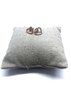 Orecchini a Lobo con Cuore a Filo COLORE ARGENTO Bianco