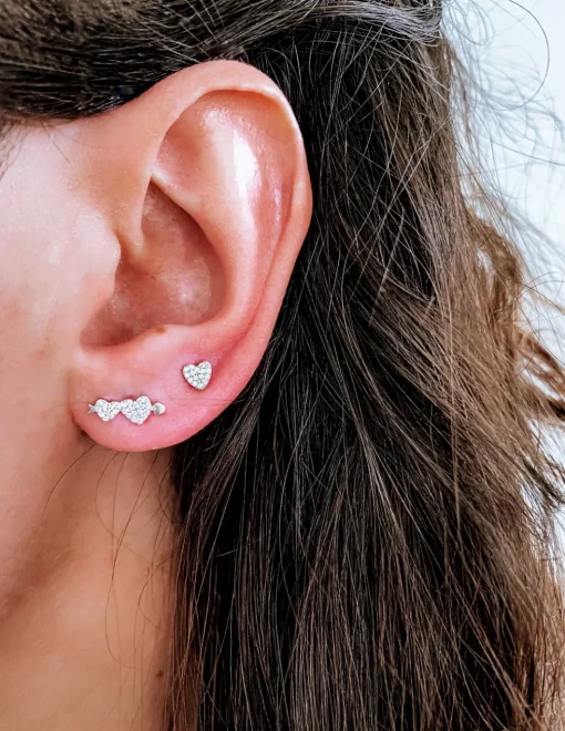 Orecchini a Lobo Heart and Heart COLORE ARGENTO Bianco