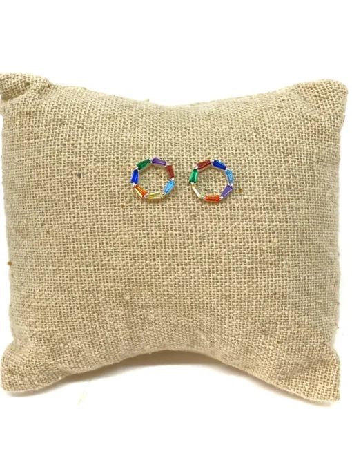Orecchini a Lobo Round Multicolor Baguette