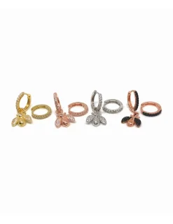Orecchini a Scattino Asimmetrici Ape COLORE ARGENTO Bianco COLORE ZIRCONI zirconi bianchi
