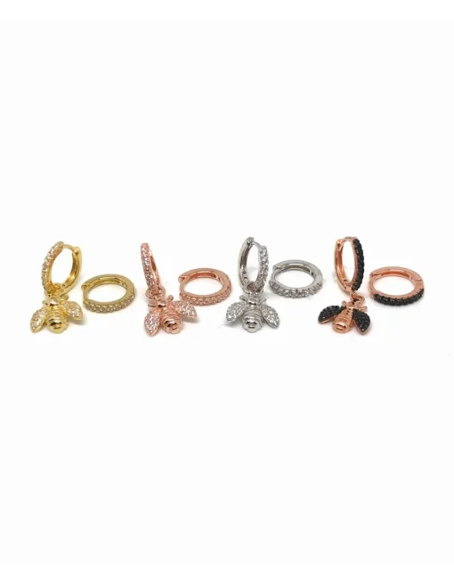 Orecchini a Scattino Asimmetrici Ape COLORE ARGENTO Bianco COLORE ZIRCONI zirconi bianchi