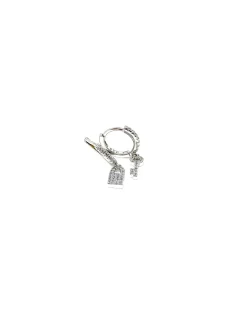 Orecchini a Scattino con Lucchetto e Chiave COLORE ARGENTO Bianco