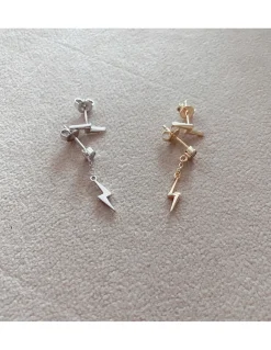 Orecchini Asimmetrici Lampo COLORE ARGENTO Dorato