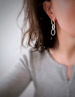 Orecchini Catena Charme COLORE ARGENTO Bianco