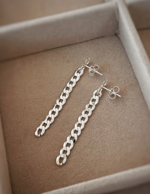 Orecchini Catena Groumette COLORE ARGENTO Bianco