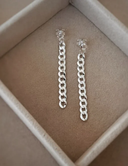 Orecchini Catena Groumette COLORE ARGENTO Bianco