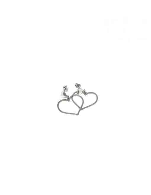 Orecchini con Pendente a Filo COLORE ARGENTO Bianco SOGGETTO cuore