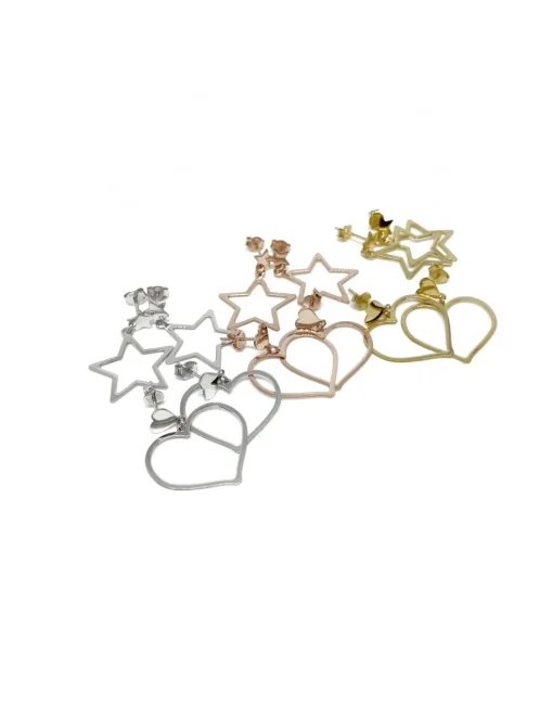 Orecchini con Pendente a Filo COLORE ARGENTO Bianco SOGGETTO cuore