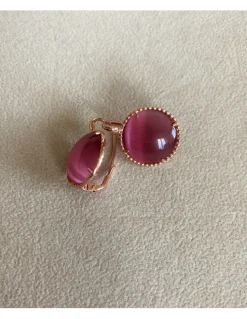 Orecchini con Pietra e Montatura Lavorata COLORE ARGENTO Rosè COLORE PIETRE rosa