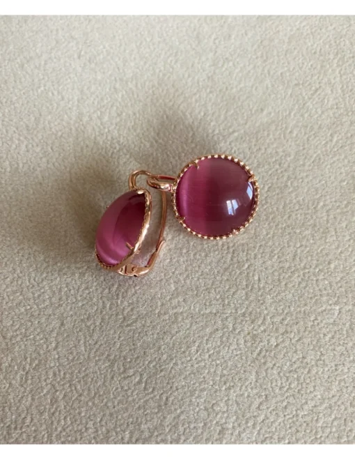 Orecchini con Pietra e Montatura Lavorata COLORE ARGENTO Rosè COLORE PIETRE rosa