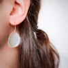 Orecchini con Pietra Grande e Montatura Diamantata COLORE ARGENTO Rosè COLORE PIETRA blu