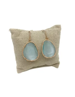 Orecchini con Pietra Grande e Montatura Diamantata COLORE ARGENTO Rosè COLORE PIETRA blu
