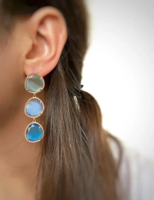 Orecchini con Pietre Idrotermali Irregolari COLORE PIETRE blu/azzurro