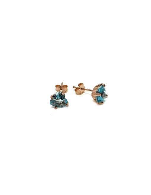 Orecchini con Zircone a Forma di Cuore COLORE ARGENTO Rosè COLORE ZIRCONI zirconi azzurri