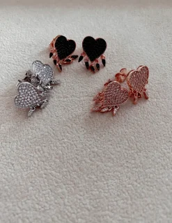 Orecchini Cuore e Gocce di Zirconi COLORE ARGENTO Bianco COLORE ZIRCONI zirconi bianchi