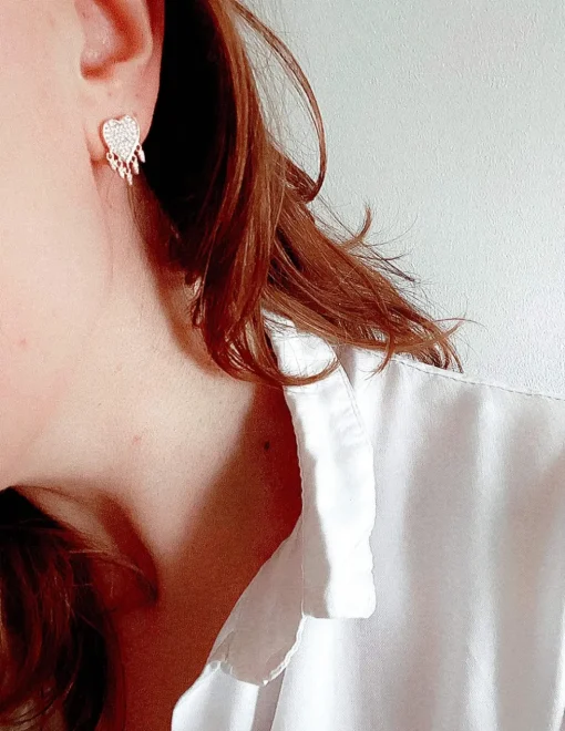 Orecchini Cuore e Gocce di Zirconi COLORE ARGENTO Bianco COLORE ZIRCONI zirconi bianchi