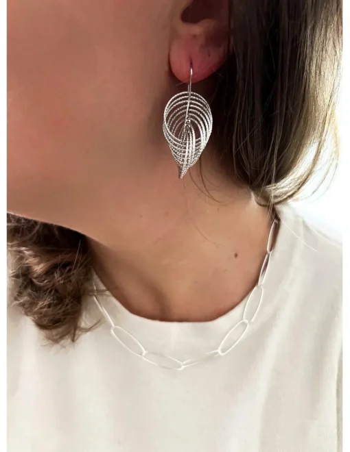 Orecchini Diamantati con Cerchi Intersecati COLORE ARGENTO Bianco