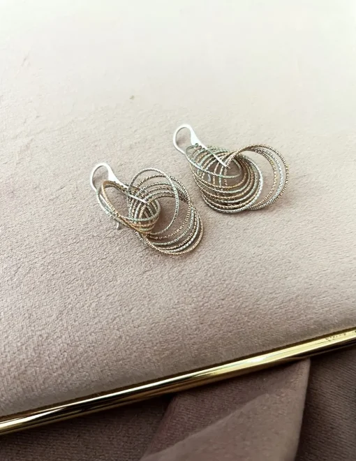 Orecchini Diamantati con Cerchi Intersecati COLORE ARGENTO Bianco
