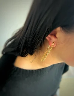 Orecchini Doppia Catena COLORE ARGENTO Bianco