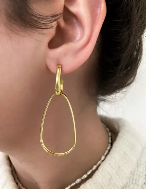 Orecchini Double Drop COLORE ARGENTO Dorato