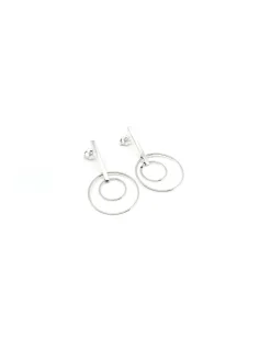 Orecchini Geometric Double Circle COLORE ARGENTO Bianco GRANDEZZA piccoli