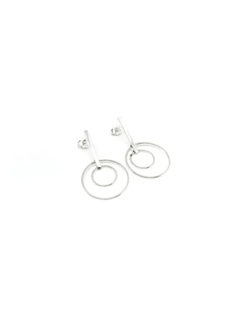 Orecchini Geometric Double Circle COLORE ARGENTO Bianco GRANDEZZA piccoli