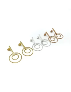 Orecchini Geometric Double Circle COLORE ARGENTO Bianco GRANDEZZA piccoli