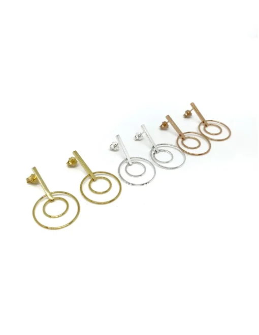 Orecchini Geometric Double Circle COLORE ARGENTO Bianco GRANDEZZA piccoli