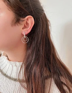 Orecchini Geometric Double Circle COLORE ARGENTO Bianco GRANDEZZA piccoli