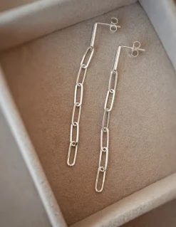 Orecchini Maglia Rettangolare Piccola COLORE ARGENTO Bianco