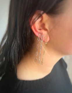 Orecchini Maglia Rettangolare Piccola COLORE ARGENTO Bianco