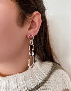 Orecchini Pendenti Chain COLORE ARGENTO Bianco