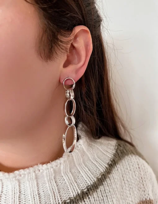 Orecchini Pendenti Chain COLORE ARGENTO Bianco