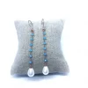 Orecchini Pendenti con Cristalli e Perle COLORE CRISTALLI azzurri