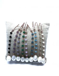 Orecchini Pendenti con Cristalli e Perle COLORE CRISTALLI azzurri