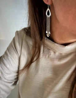 Orecchini Profilo a Goccia COLORE ARGENTO Bianco