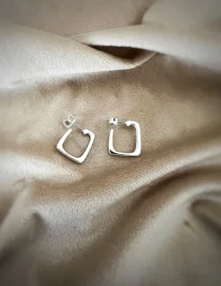 Orecchini Rettangolo COLORE ARGENTO Bianco