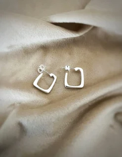 Orecchini Rettangolo COLORE ARGENTO Bianco